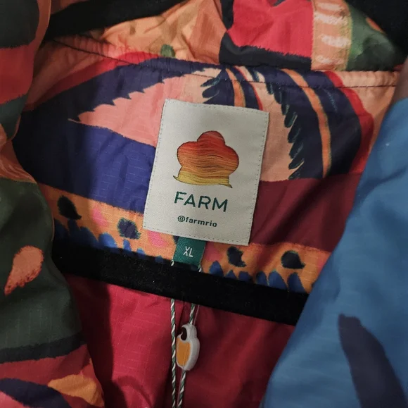 Farm Rio Patchwork Tapestry Crochet Puffer Jacket - Picture 4 of 7